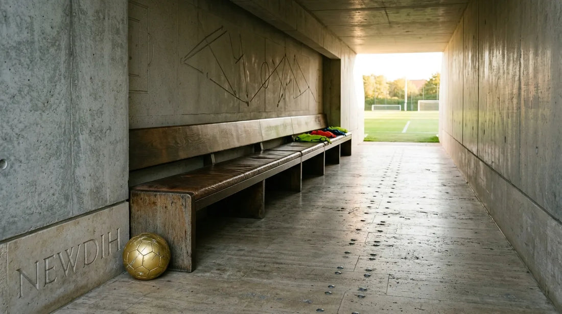 Empty bench in football tunnel