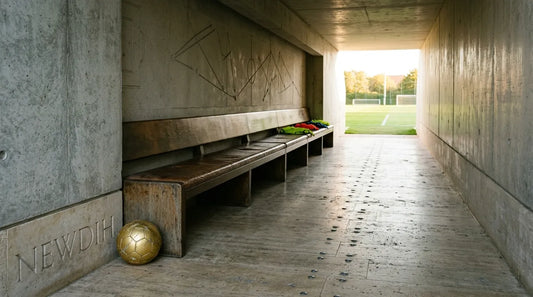 Empty bench in football tunnel