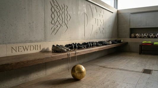 Football boots in preparation room